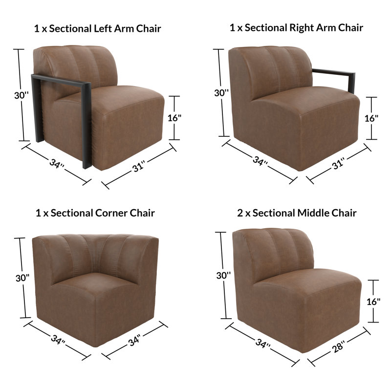Canapé d'angle moderne de 5 pièces en aluminium à structure ouverte, recouvert de tissu Ultraleather