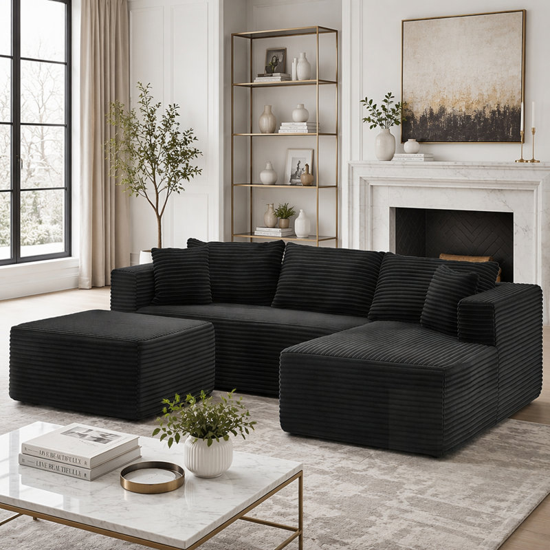 Canapé modulaire en L avec conception modulaire, confort semblable au nuage et rangement intégré pour les salons modernes