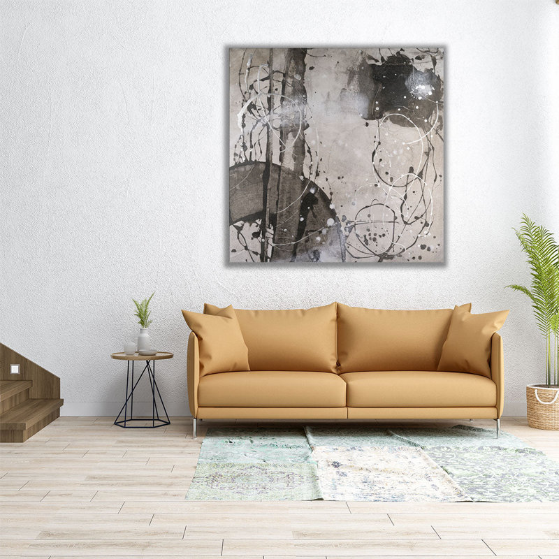 «Dégagement I» en noir et blanc - reproduction d'art sur toile, H 20 po x l 20 po