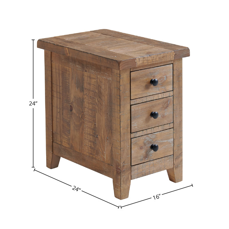Highland Rustic Brown Pine 3-Drawer End Table