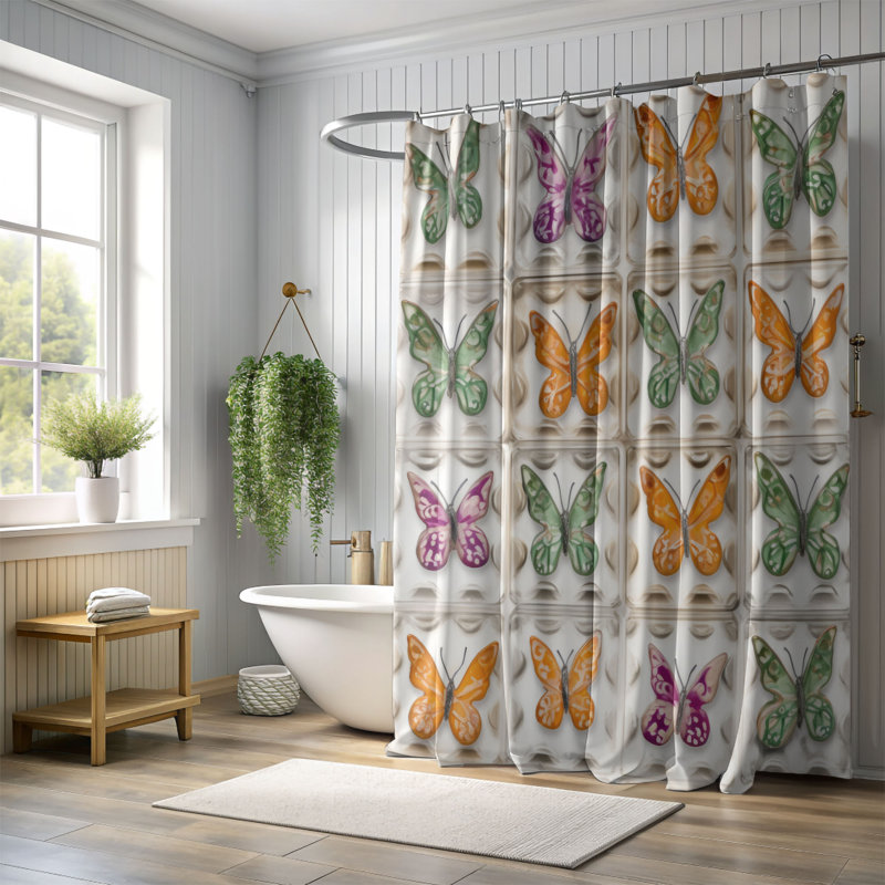 Leelend Patchwork Shower Curtain, 74"H x 71"W