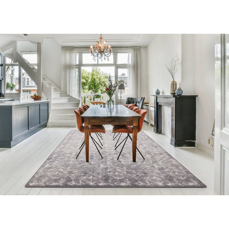 Diverse Moire Power Loom Wool Alabaster Rug, Rectangle 160 x 240cm