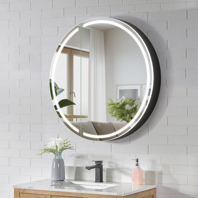 Radiant 32x32" Round Frameless Surface-Mount LED Lighted Bathroom Mirror Medicine Cabinet