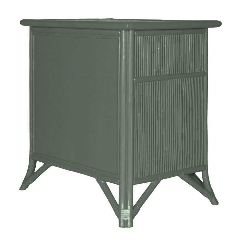1 - Drawer Rattan Nightstand, Evergreen