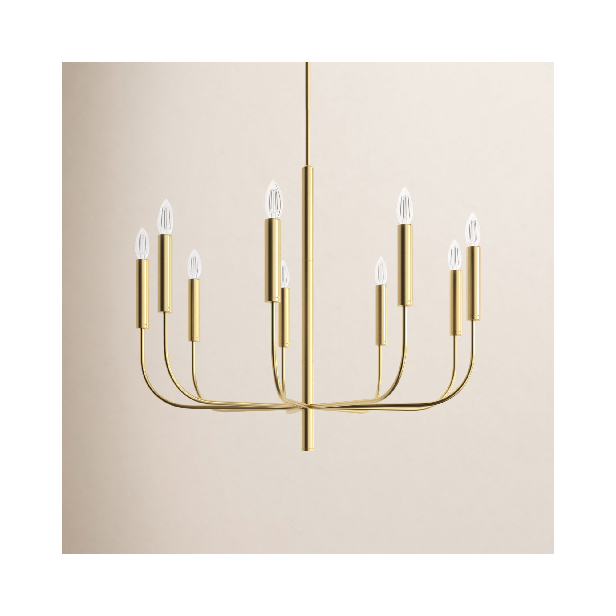 Tedder 9-Light Dimmable Traditional Chandelier , Burnished Brass