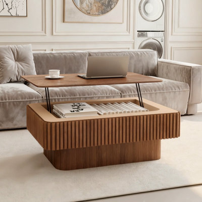 Table basse à plateau relevable cannelé 38,6 po