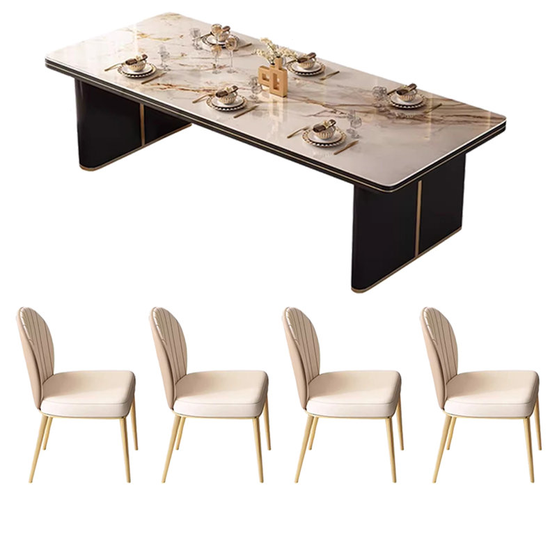 Table de salle à manger haut de gamme légère et luxueuse, H 29,5 po x L 62,9 po x l 31,4 po