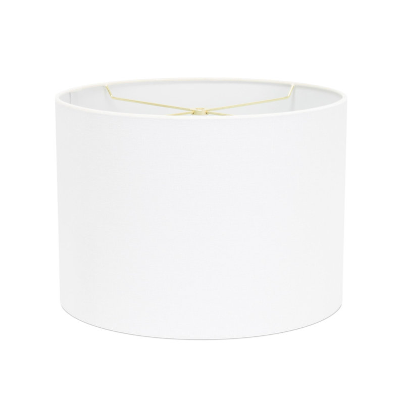 Drum Lamp Shade, White/Gold, 10" H x 14" W x 14" D