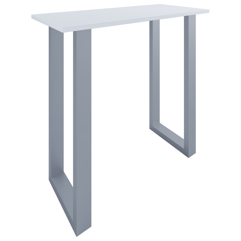 Xona Bar Table, 102cm H x 110cm W x 50cm D, Matt brushed nickel, White