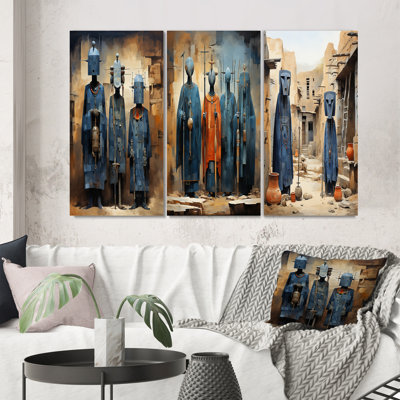 «Tribus d'Afrique Dogon Mali II», 3 pièces sur toile