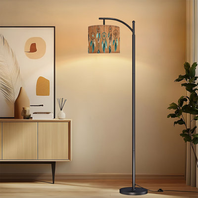 Lampe sur pied à arc avec abat-jour réglable Southwestern Aztec Native American Dreamcatchers Feathers Lamp Lamping