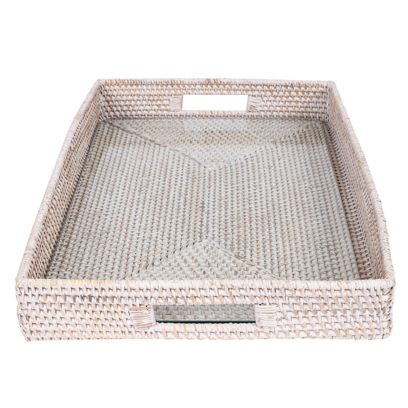 Plateau de table basse Edmond, L 22 po x P 15 po x H 3 po, Blanc délavé