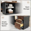 Bureau de direction en L 78,7 pouces avec rangement, poste de travail de bureau à domicile moderne, noyer foncé et finition noire
