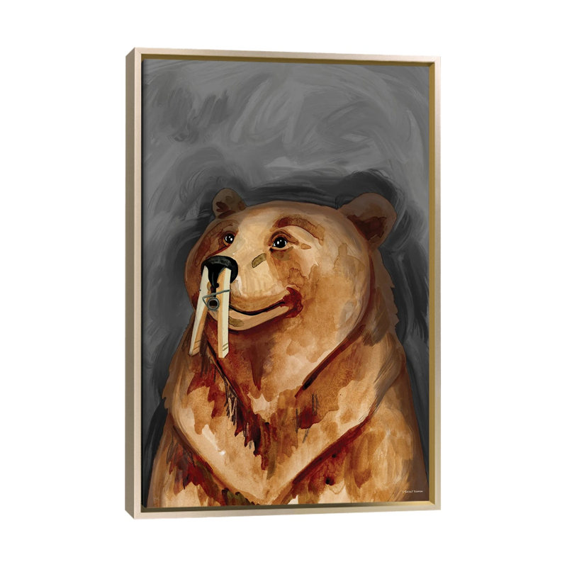 Stinky Bear - reproduction d'art murale - toile encadrée, 40" x 26", Framed Canvas, Champagne