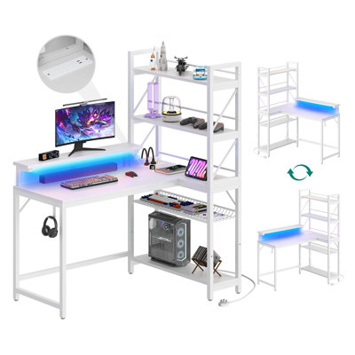 Darnecia L-Shaped Computer Desk with Power Outlet