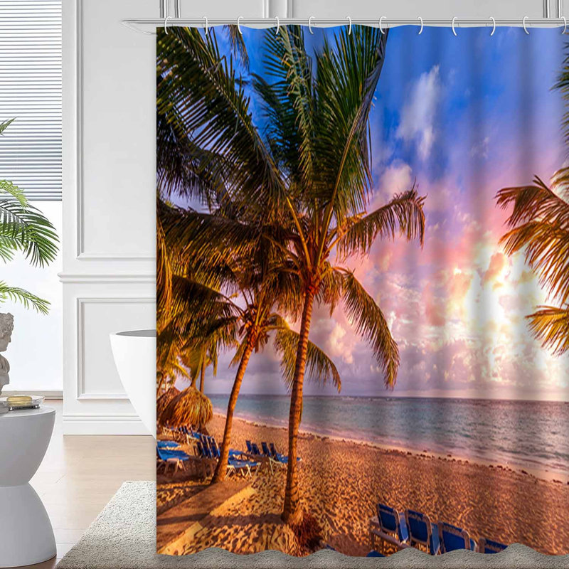 Rideau de douche Tropical Palm, L 72 po x l 72 po