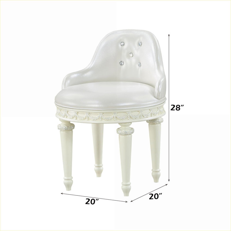 Fauteuil de salle de bain à dossier bas sans accoudoirs, similicuir beige doux, siège pivotant pour la salle de bain