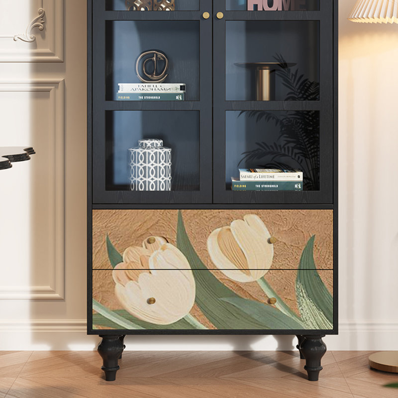 Vitrine en bois massif Floral
