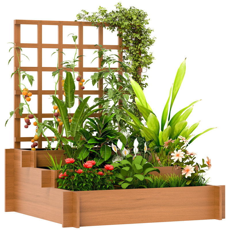 Wood Raised Garden Bed with Trellis