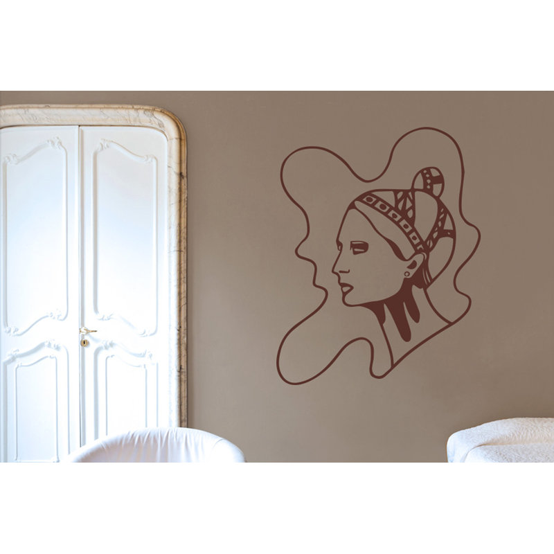 Art Nouveau Women Wall Sticker, Large, Brown