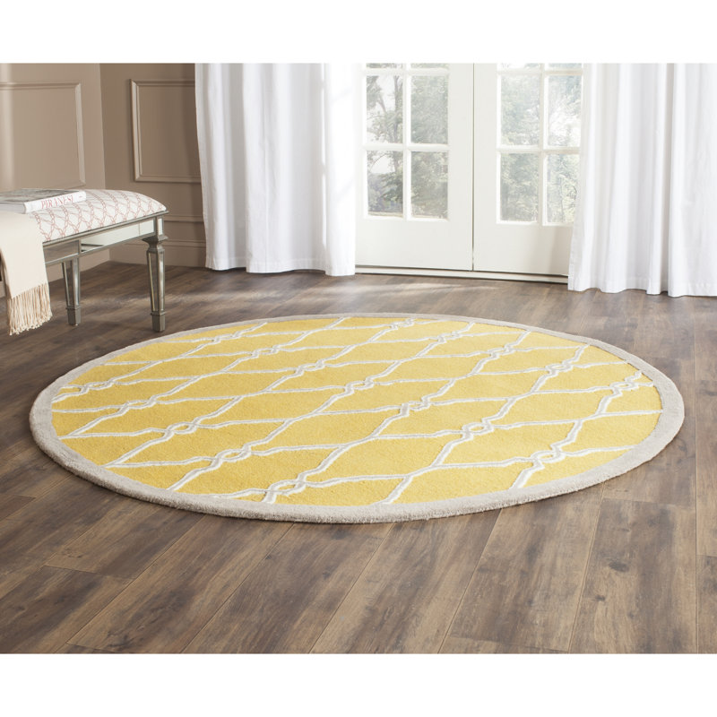 Cannen Hand Tufted Wool Geometric Rug, Round 6'