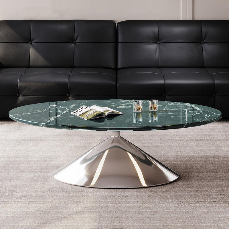 Table basse moderne minimaliste ovale en marbre
