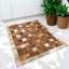 Tapis brun en cuir de vache patchwork brun, tapis en cuir beige naturel brun-742855383