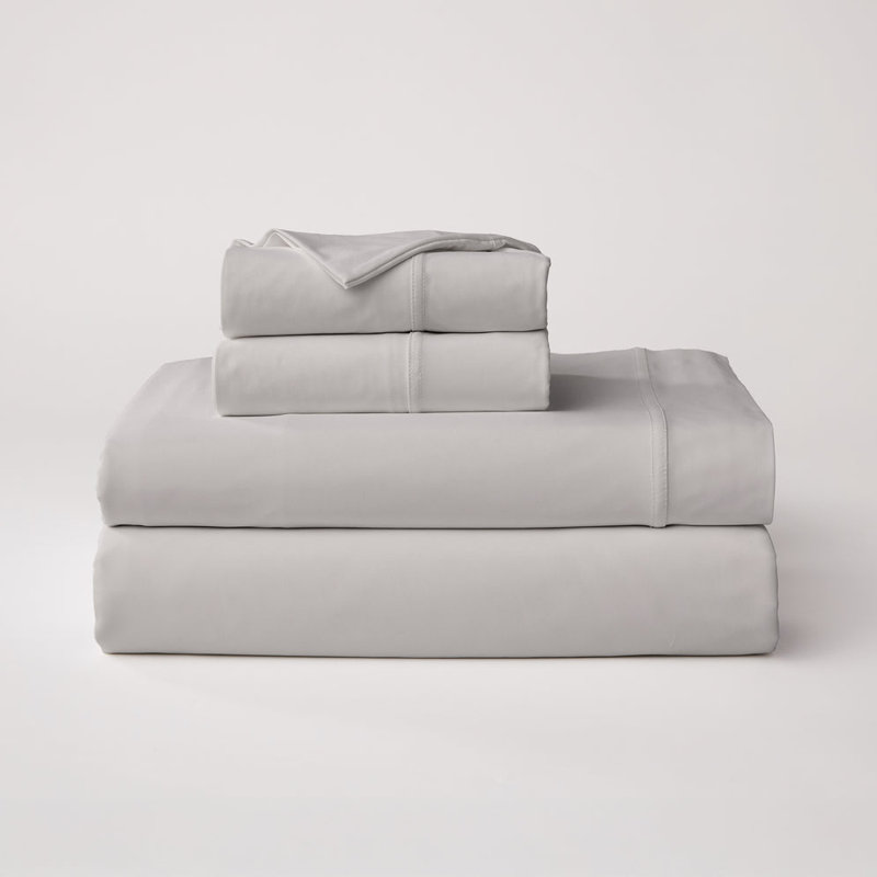 Cloudten Bedding Performance Jersey Sheet Set - Cal King (Light Gray), Light Gray, Cal King Sheet Set with 2 Pillowcases