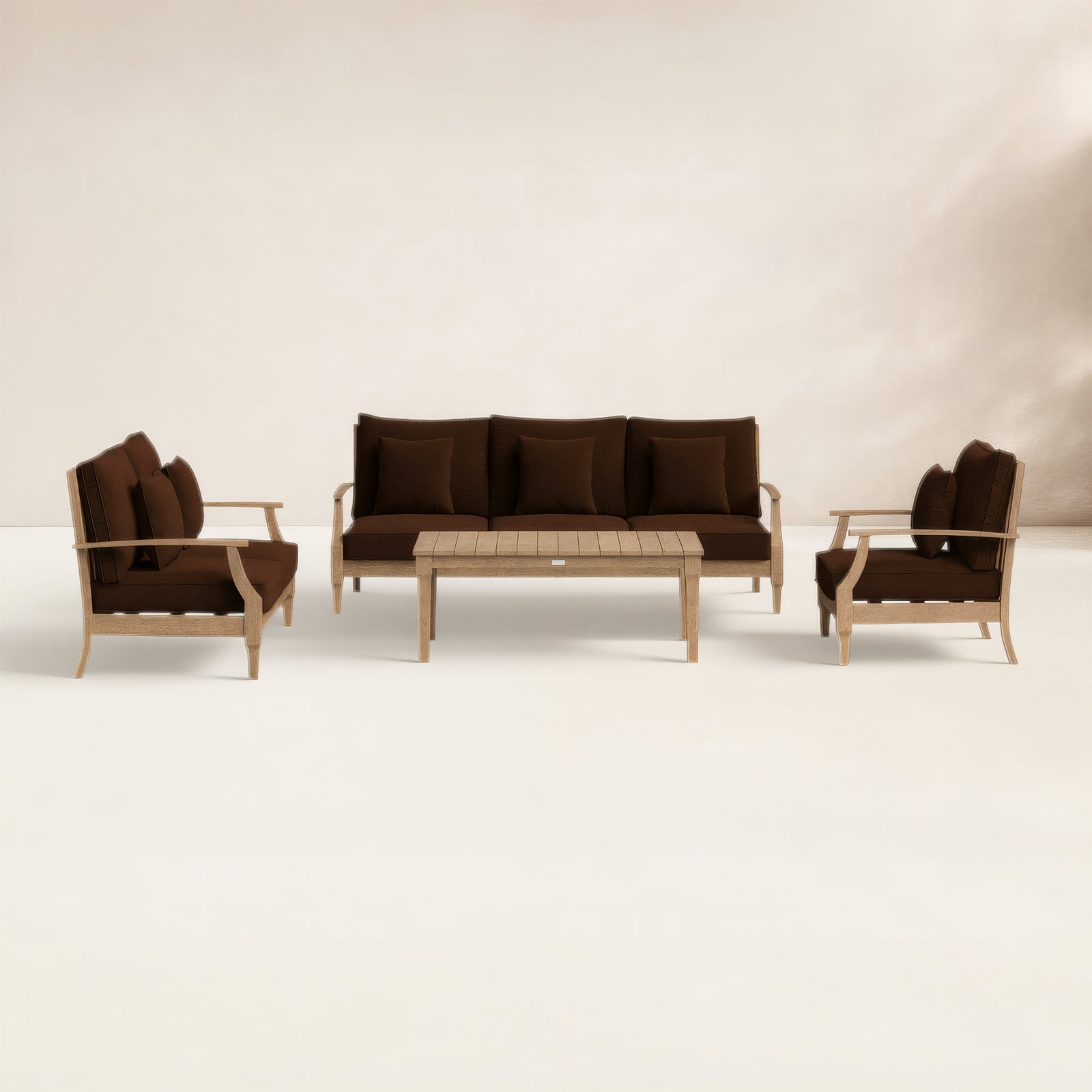 Samya 6-Person Eucalyptus Patio Seating Group, Dark Brown