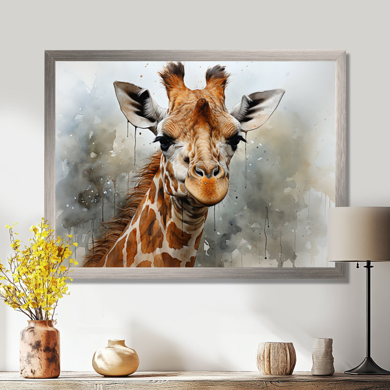 Décoration murale élégante girafe Krithi, Toile tendue, H 12 po x l 20 po x P 1 po