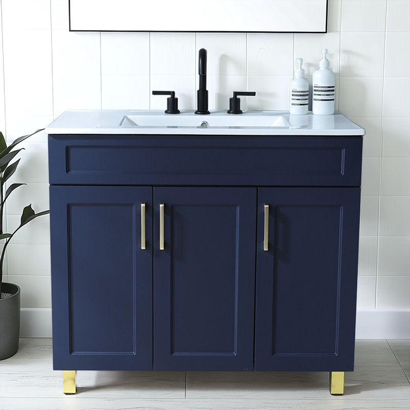 Ensemble de meuble-lavabo simple 36 po bleu