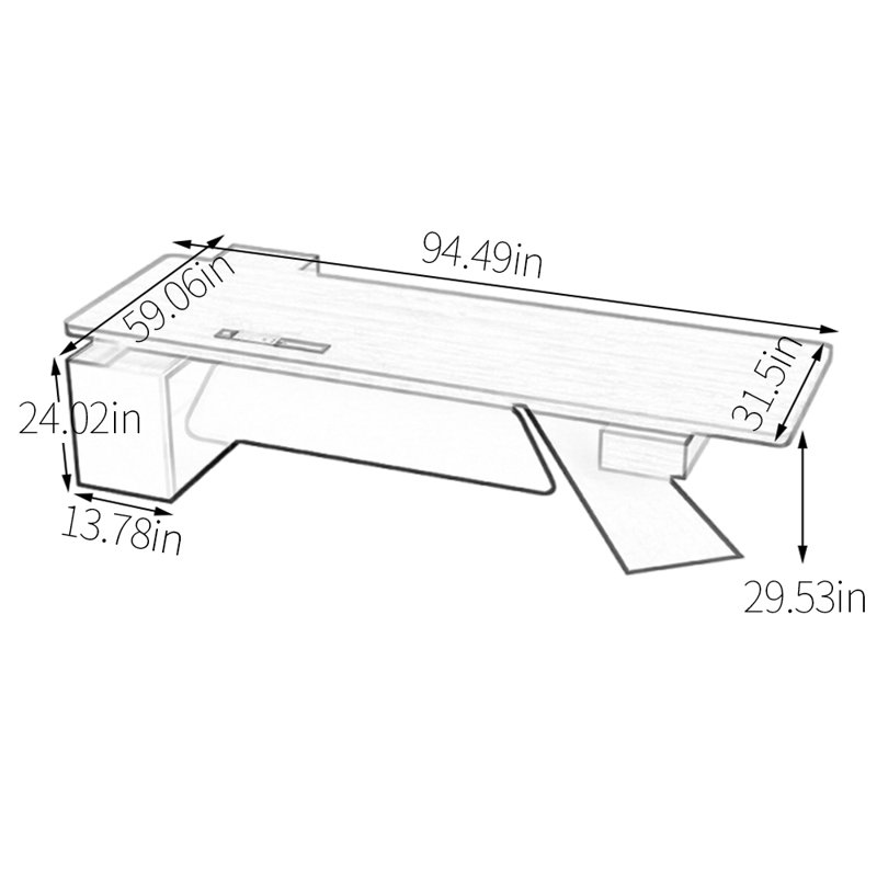 Surface de travail spacieuse et fonctionnelle, Gris / Brun, H 29,53 po x l 94,49 po x P 59,06 po