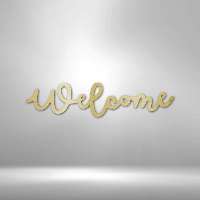 Panneau mural en métal Welcome Script