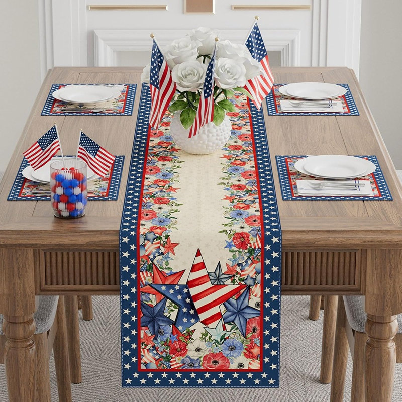 Chemin de table America Stars Flowers