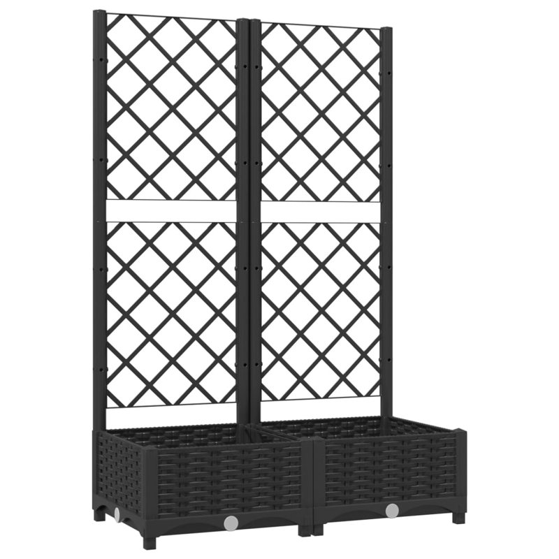 Latitude Run® Garden Planter With Trellis PP, Black, 47.8" H x 31.5" W x 15.7" D, Without Wheels
