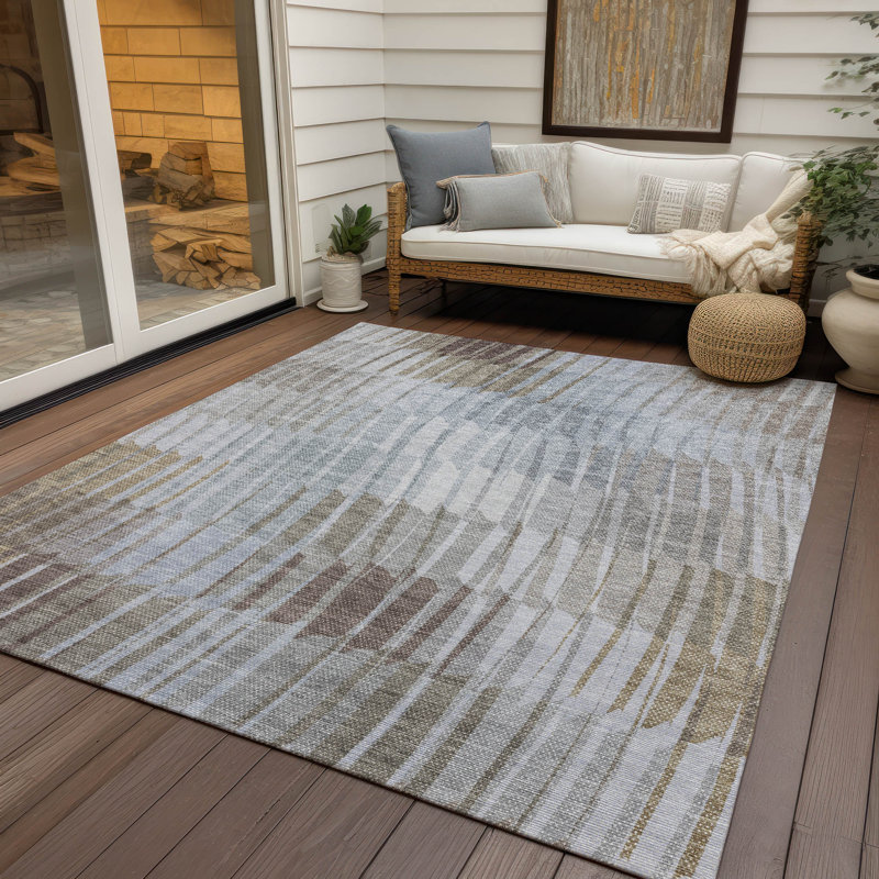 Machine Washable Indoor/Outdoor Huseby ACN2271 Stripes Rug, Rectangle 5' x 7'6"