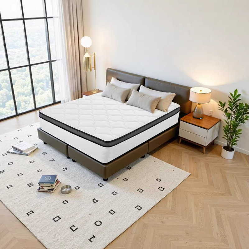 10 Inch Queen Hybrid Mattress in a Box, Individually Wrapped Pocket Coils with Memory Foam, Medium Firm for Pressure Relief, Breathable Bamboo Cover, CertiPUR-US & OEKO-TEX Certified