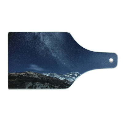 Ambesonne Nebula Tempered Glass Cutting Board Starry Blue Night Cosmos Blue Grey