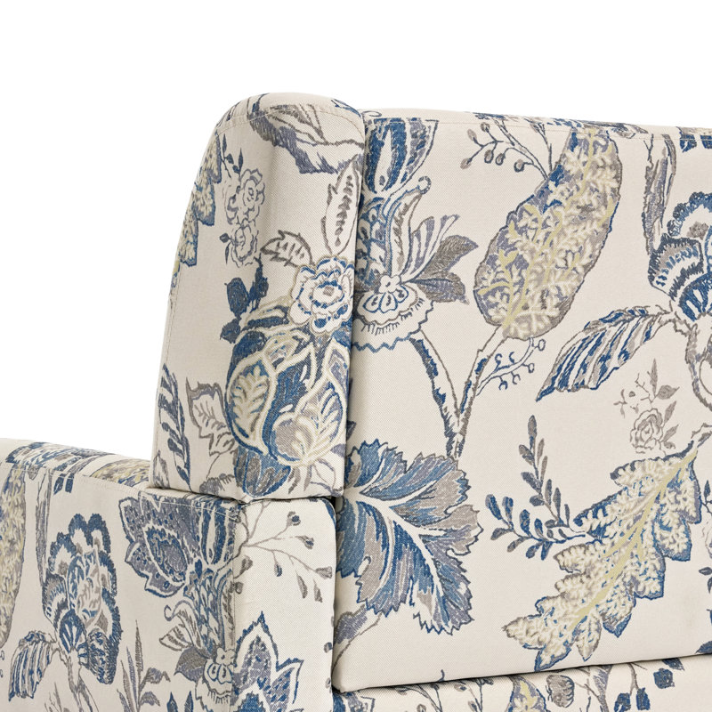 Stephanny Upholstered Armchair, Beige/Green/Blue Leaf Linen Blend