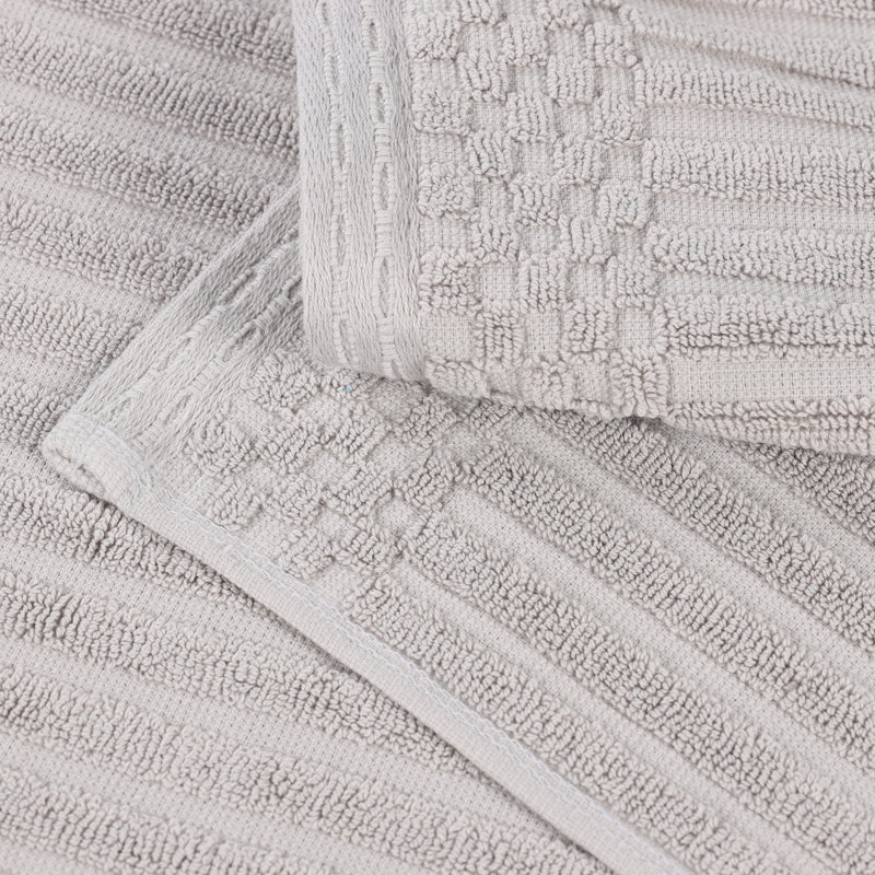 Ruvins 12 Piece 100% Cotton Towel Set, Silver
