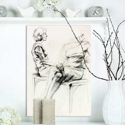 Femme croquis-impression d’art graphique sur toile tendue