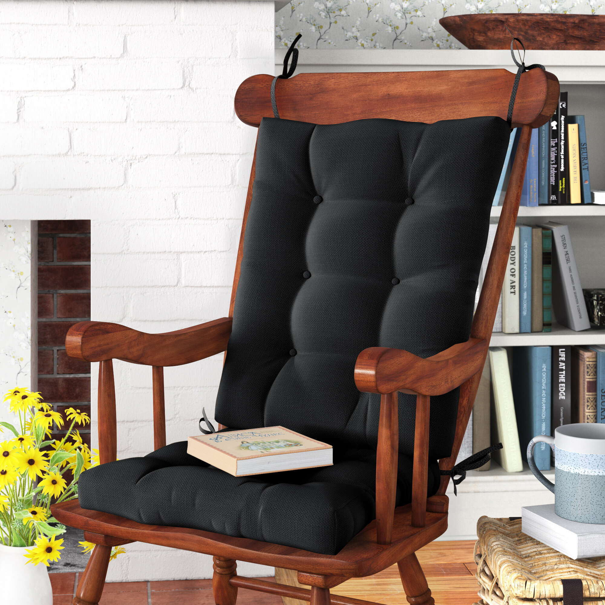 Latitude Run Indoor/Outdoor Gel Memory Foam Seat Cushion with Piping Latitude Run Fabric: Midnight, Size: 48 W x 16 D