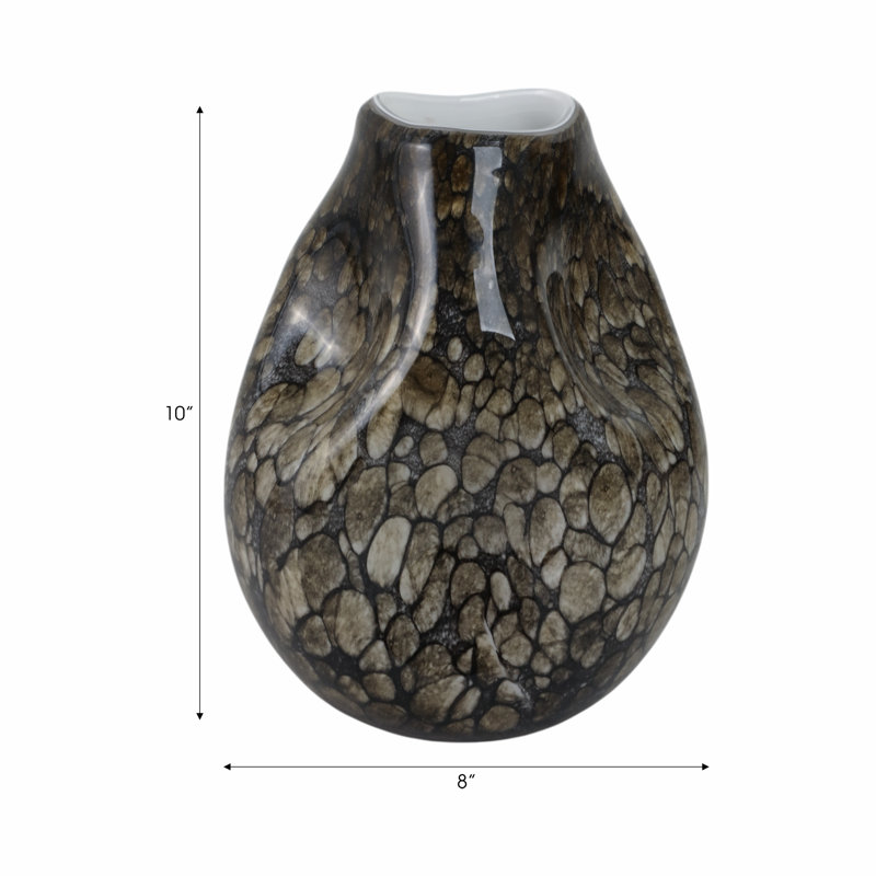 Tunis Handmade Glass Table Vase, 10" H x 8" W x 8" D