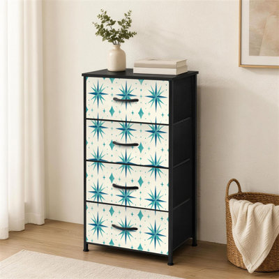 Commode 4 tiroirs pour chambre à coucher Vintage Compass Rose Turquoise Crème Petite grande commode à vêtements pour organisateurs de placard avec commode