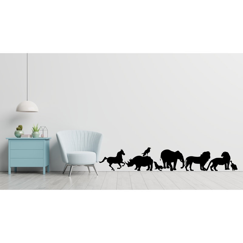 Animals Safari Wall Decal, Animals Set For Wall Decor, Jungle Adventure Wall Decor, Animal Wall Stickers For Nursery, Safari Wall Art, Half Border Wall Decor
