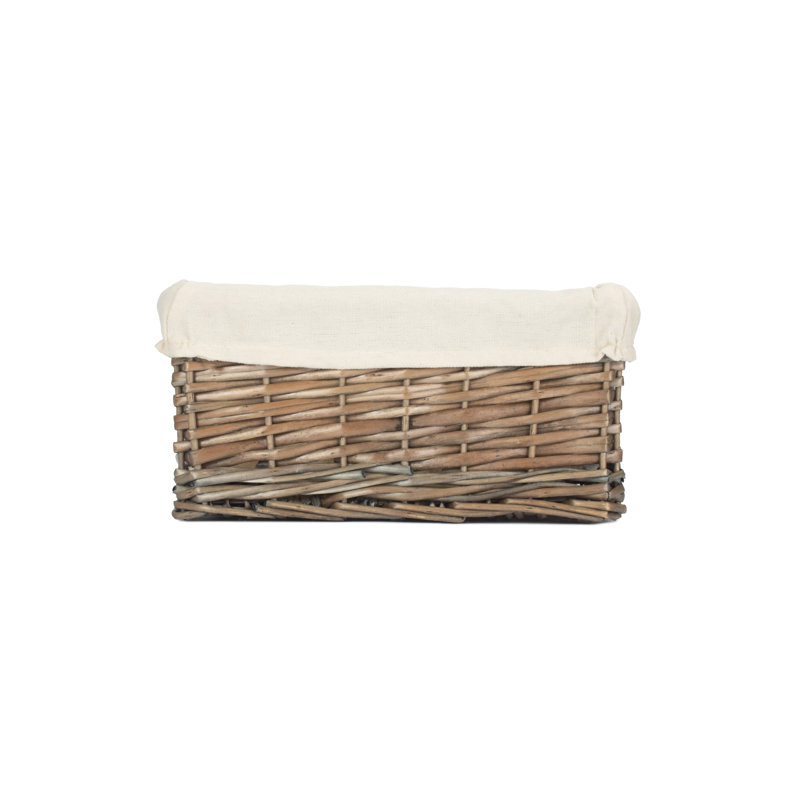 Shinde Wicker Lined Storage Basket, 14cm H x 30cm W x 18cm D, Antique Wash