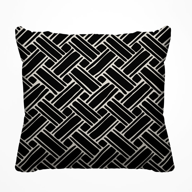 Housse et insert de coussin carré d'extérieur Joise Herringbone, L 15 po x H 15 po, Noir
