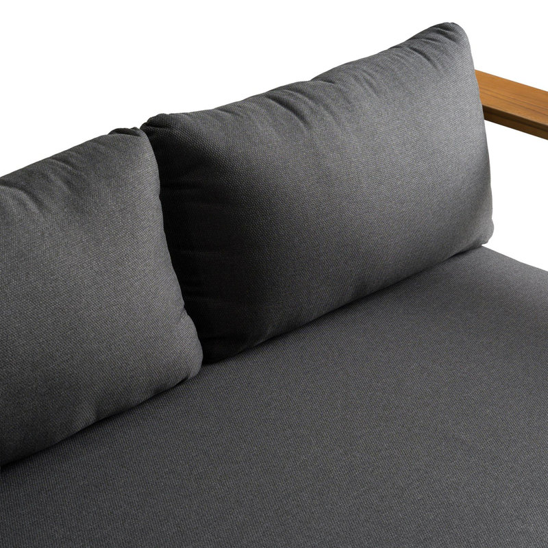 Santorini - Outdoor Grey Olefin Fabric + Natural Teak Sofa Set