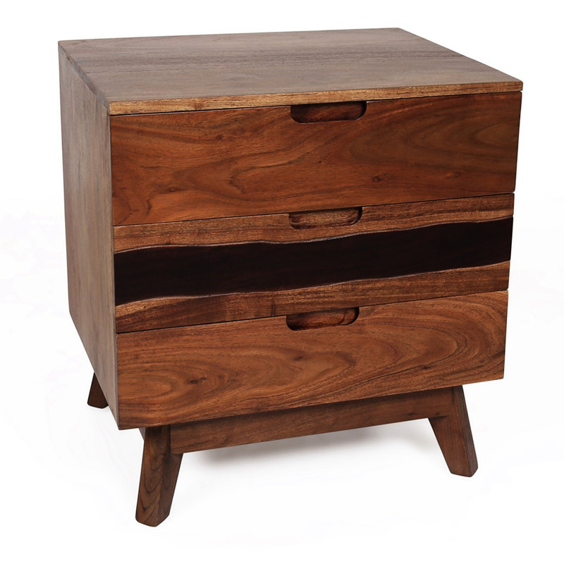 Table de chevet en bois: commode rustique avec éclat Live-Edge, table de chevet 21,5 x 16,5 x 23