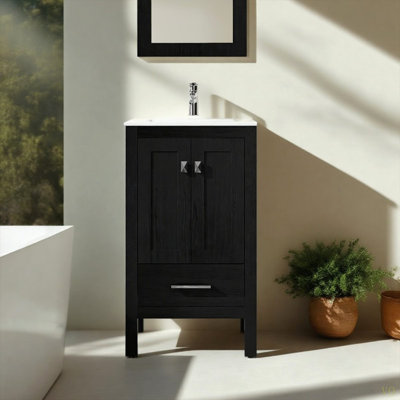 Meuble-lavabo de salle de bain 20 po avec motif d'évier à grain d'eau